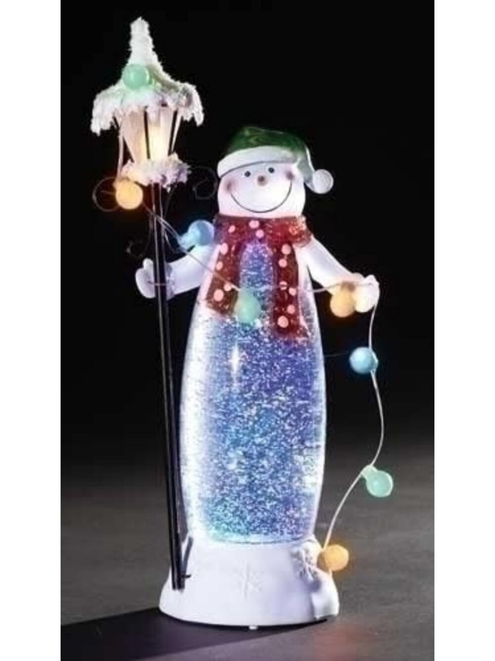 LED Snowman Decor with Light-Up Ornaments & Swirling Interior, 11.5-Inch